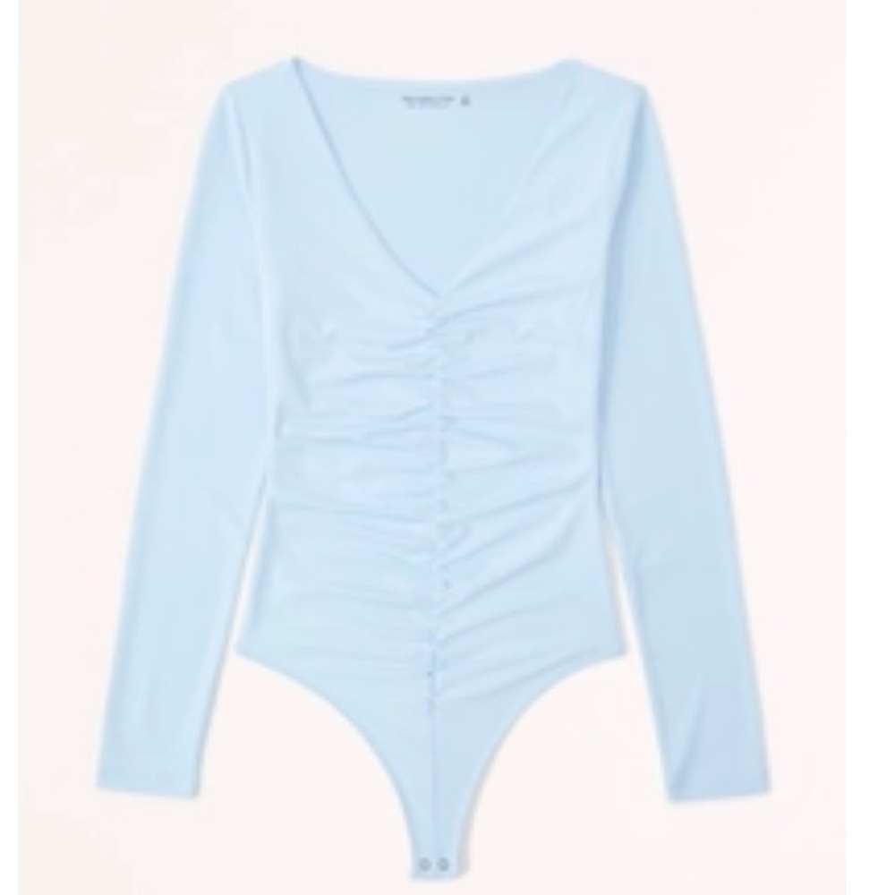 Abercrombie Long Sleeve V-Neck Ruched Bodysuit